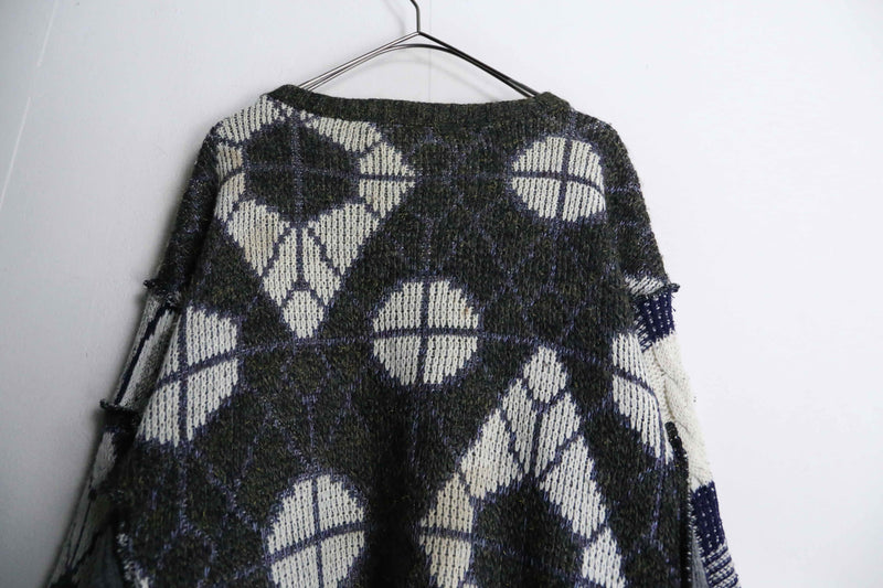 "Re:make" different material patchwork design knit