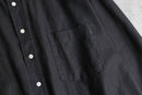 band collar black linen cotton shirt