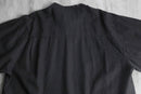 band collar black linen cotton shirt