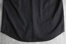 band collar black linen cotton shirt