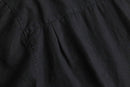 band collar black linen cotton shirt