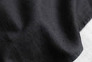 band collar black linen cotton shirt