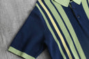 “Scotch & Soda” lime stripe knit polo shirt