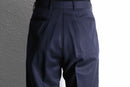 “Zanella” gloss navy 2tuck tapered slacks