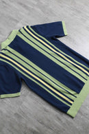 “Scotch & Soda” lime stripe knit polo shirt