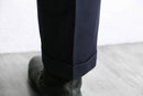 “Zanella” gloss navy 2tuck tapered slacks