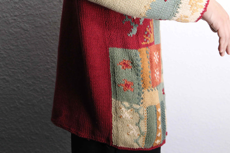 flower pattern embroidery hand knit