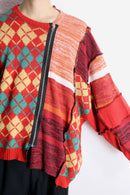 "Re:make" double zip rider's design knit jacket