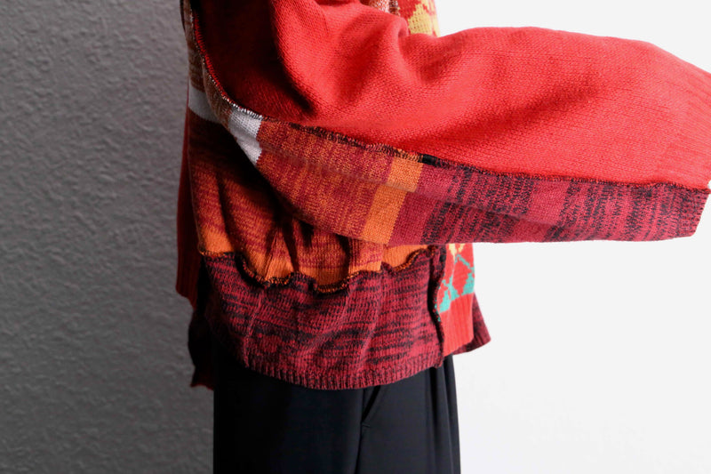 "Re:make" double zip rider's design knit jacket