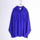 silk100% purple python pattern open collar shirt