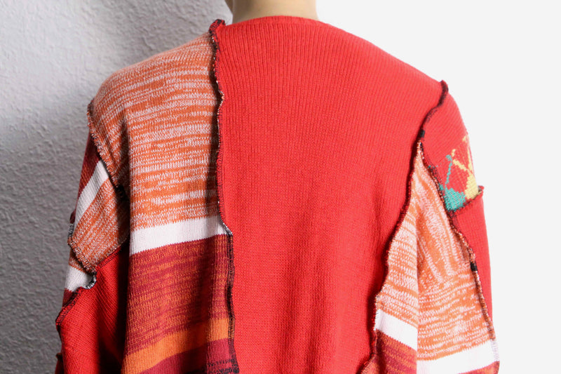 "Re:make" double zip rider's design knit jacket