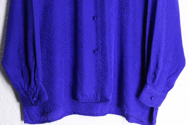 silk100% purple python pattern open collar shirt
