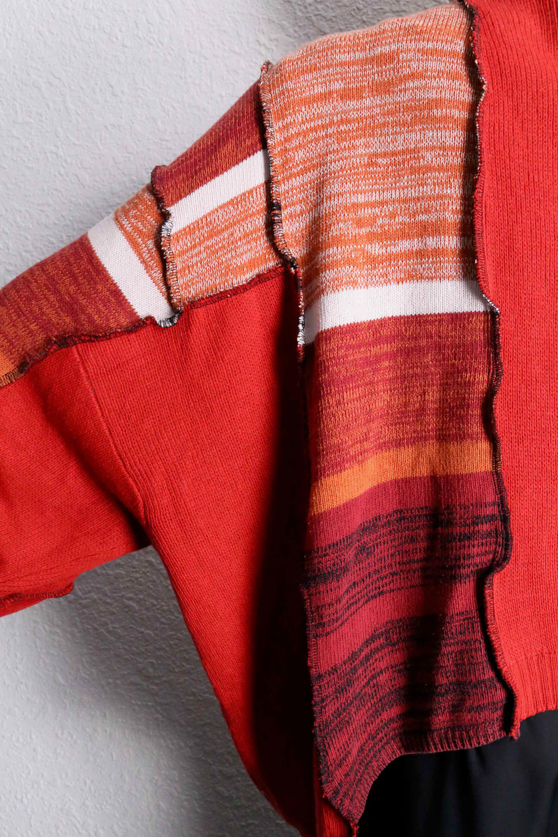 "Re:make" double zip rider's design knit jacket