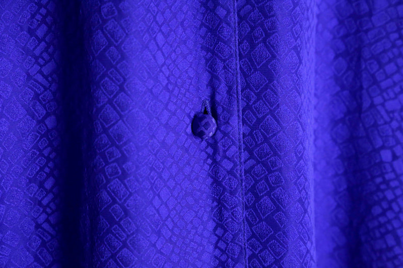 silk100% purple python pattern open collar shirt