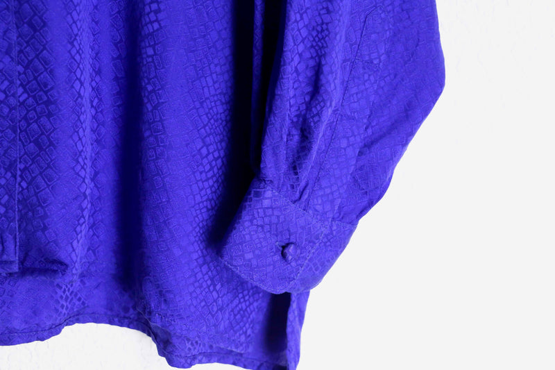 silk100% purple python pattern open collar shirt
