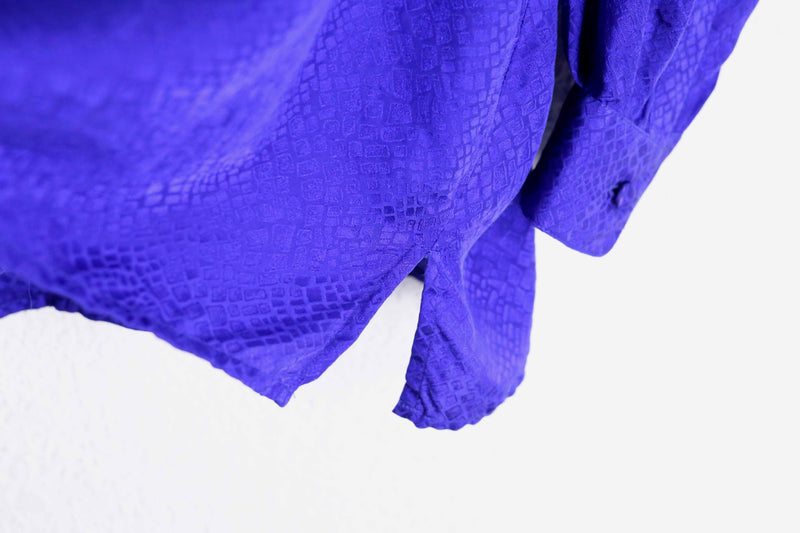 silk100% purple python pattern open collar shirt