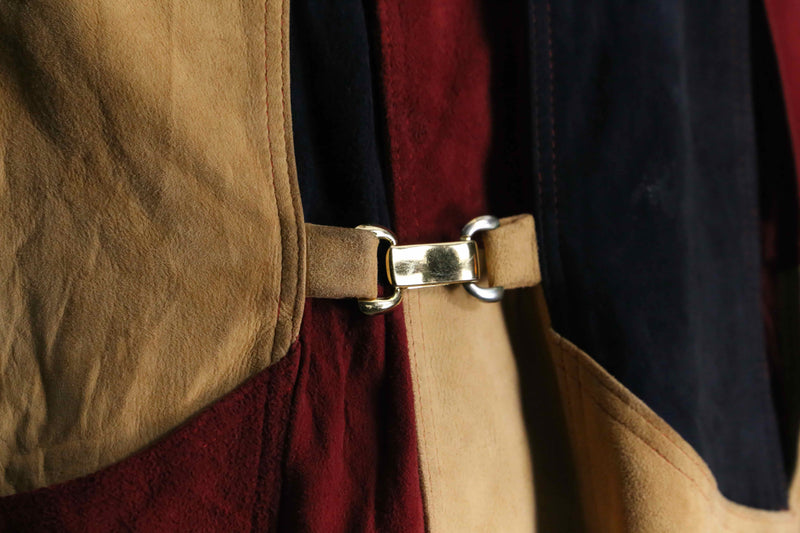 suede leather patchwork poncho
