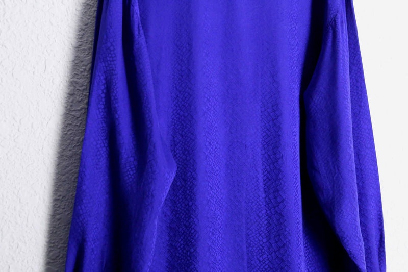 silk100% purple python pattern open collar shirt