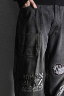 fade black multi design baggy denim pants