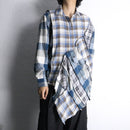 "Re:make" asymmetry check half button shirt
