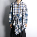 "Re:make" asymmetry check half button shirt