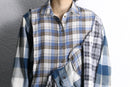 "Re:make" asymmetry check half button shirt