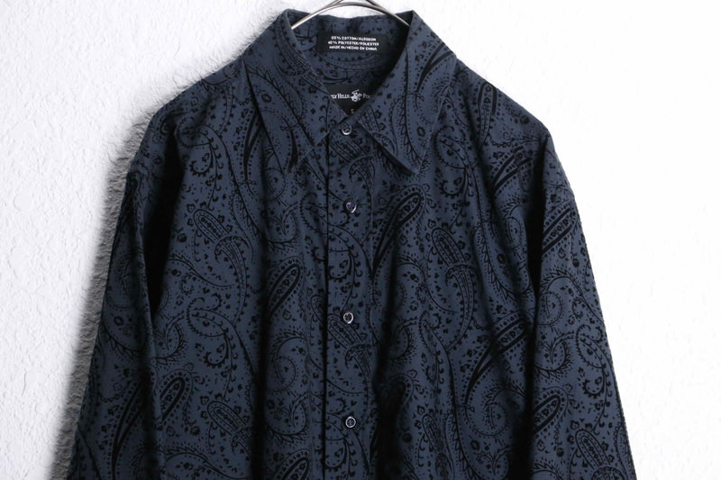 gray base velours paisley design shirts