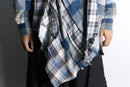 "Re:make" asymmetry check half button shirt
