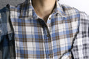 "Re:make" asymmetry check half button shirt
