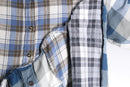 "Re:make" asymmetry check half button shirt
