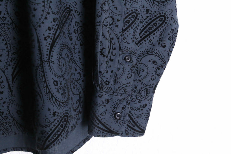 gray base velours paisley design shirts