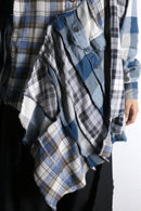 "Re:make" asymmetry check half button shirt