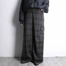 shadow check bondage wide pants