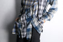 "Re:make" asymmetry check half button shirt