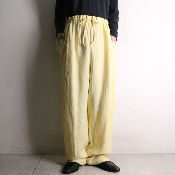 pale yellow color linen easy pants