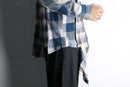 "Re:make" asymmetry check half button shirt