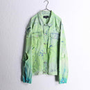 light green damage × paint design denim jacket