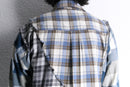 "Re:make" asymmetry check half button shirt