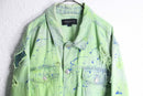 light green damage × paint design denim jacket