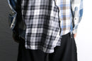 "Re:make" asymmetry check half button shirt