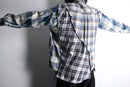 "Re:make" asymmetry check half button shirt