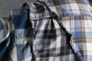 "Re:make" asymmetry check half button shirt