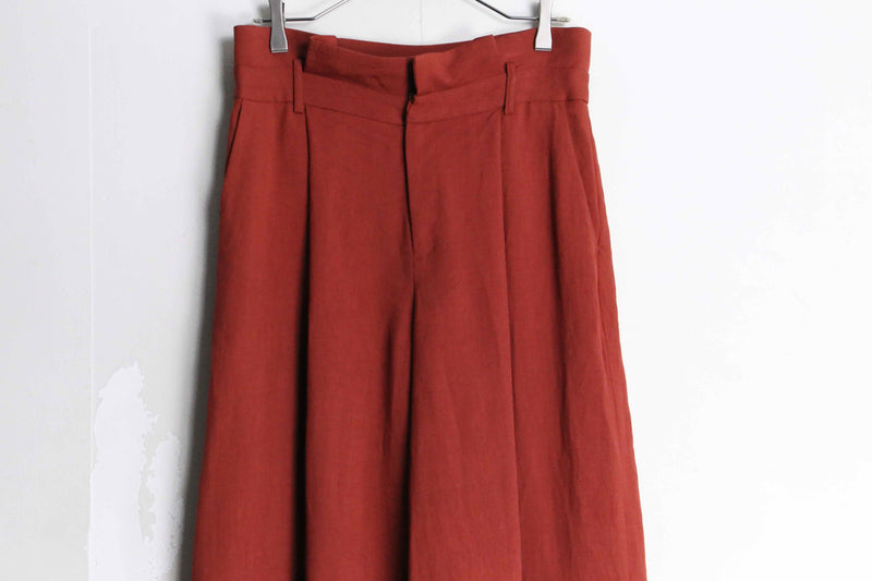 blood orange color wide flare easy pants