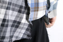 "Re:make" asymmetry check half button shirt