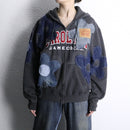 "Re:make" denim flower zip hoodie