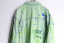 light green damage × paint design denim jacket