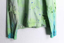 light green damage × paint design denim jacket