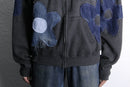 "Re:make" denim flower zip hoodie
