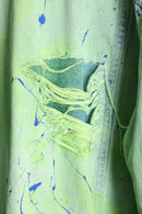 light green damage × paint design denim jacket