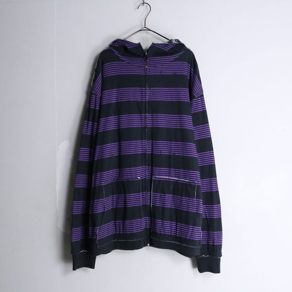 black × purple border design hoodie